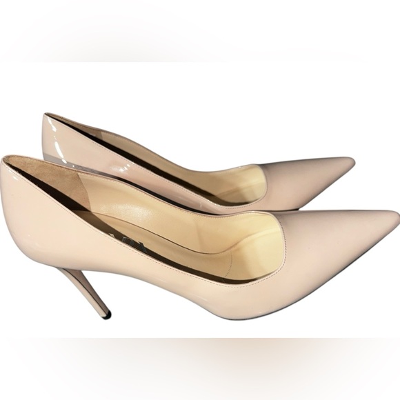 Prada Shoes - Prada Nude Patent Pointed-Toe Pumps